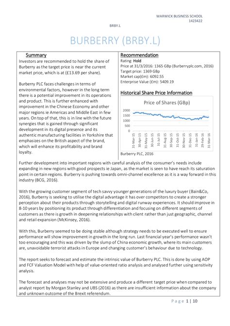 burberry analysis pdf|Burberry plc corporate.